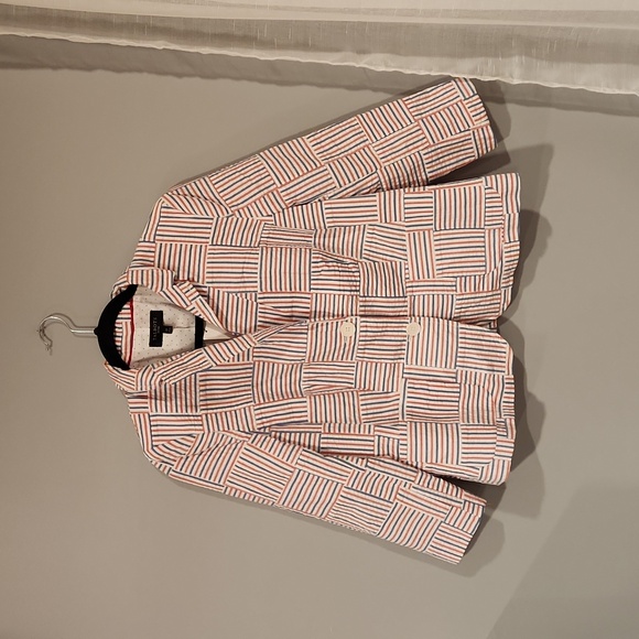 ⭕️ PRICE FIRM NEW Talbots Seersucker Patchwork Striped Blazer Size Petite 12 - Picture 5 of 8